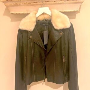 Brand new olive/ green leather jacket, size S